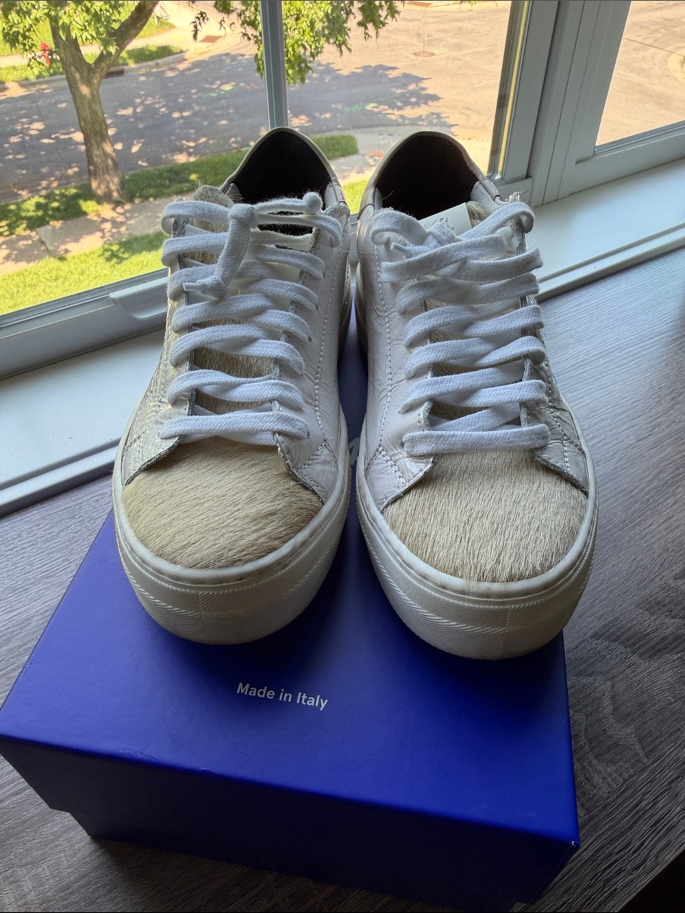 P448 Cream and White Low-Top Leather Sneakers - Picture 7 of 7